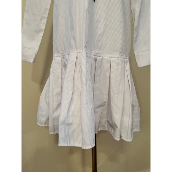 ENGLISH FACTORY White Shirt Dress with Black Tie Bow Drop Waist Size S - Picture 6 of 8